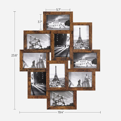 Collage Picture Frames, 4 x 6 Inches for 10 Photos, Assembly Required, Collage Multiple Photos, Glass Front