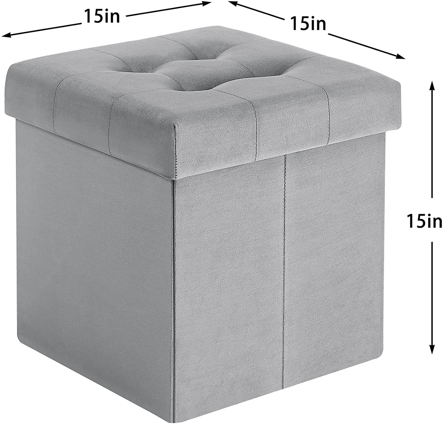 Tufted Velvet Ottoman Stool, Folding Footrest /Bed End/Padded Seat with Removable Lid