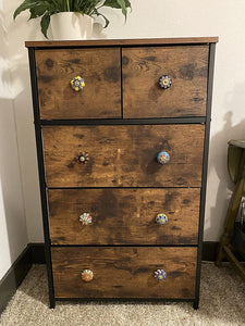 Drawer Dresser | Storage Dresser Tower with 5 Fabric Drawers | Rustic