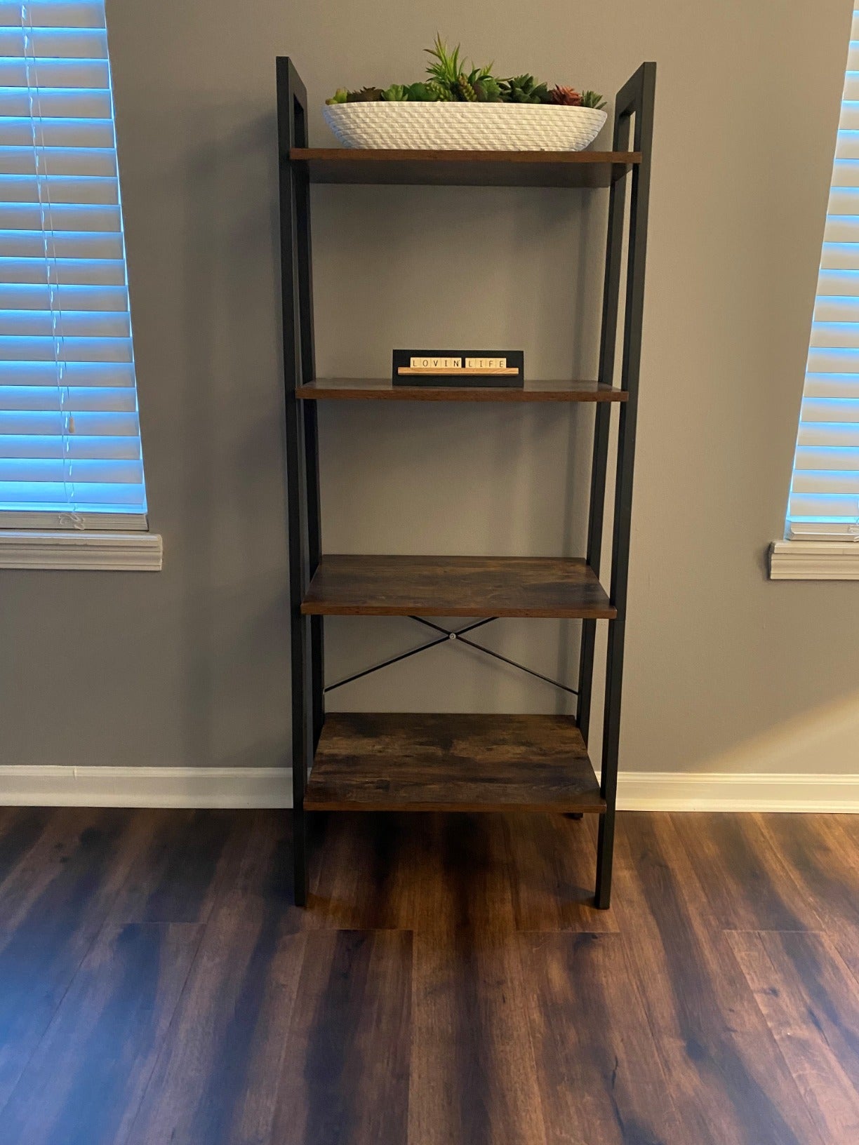 Ladder Shelf, 4-Tier Bookshelf, Free Standing Storage Shelves - HWLEXTRA 