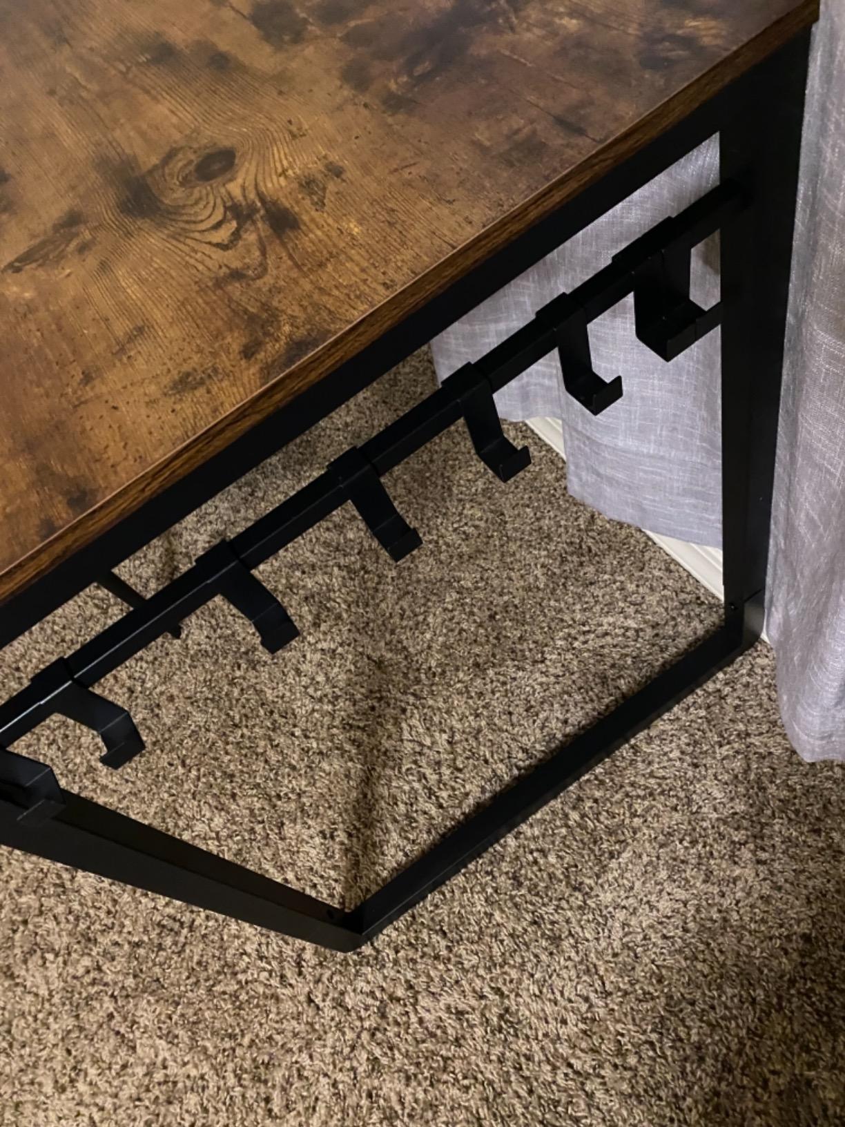 Computer Writing Desk, 47 Inch Office Study Table, Work from Home, with 8 Hooks, Metal Frame - HWLEXTRA 