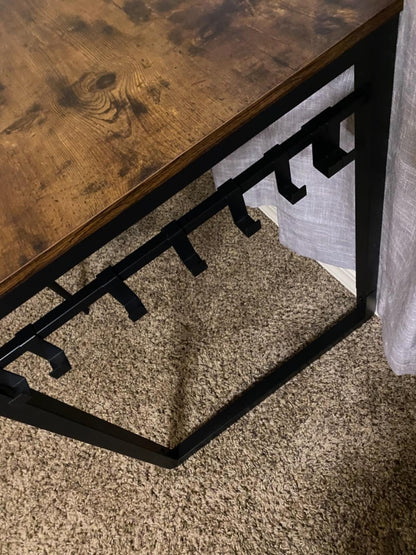 Computer Writing Desk, 47 Inch Office Study Table, Work from Home, with 8 Hooks, Metal Frame - HWLEXTRA 