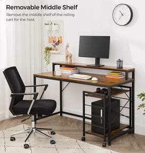 Computer Desk with Large Monitor Stand & Storage Shelves - HWLEXTRA