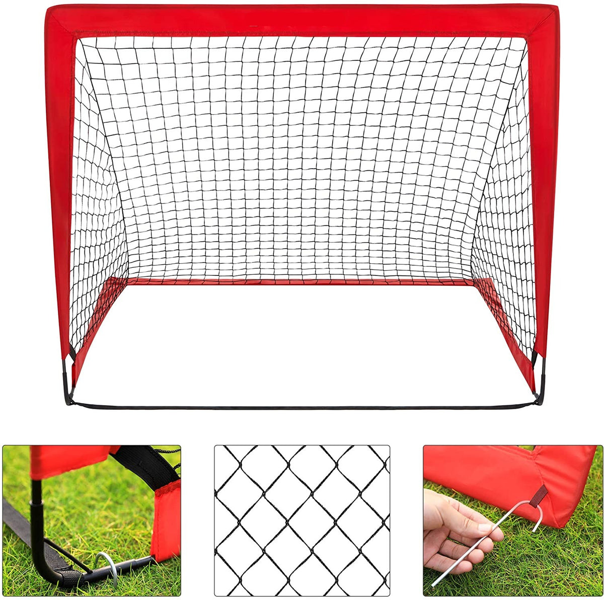 Set of 2 Pop-Up Soccer Goals — Red