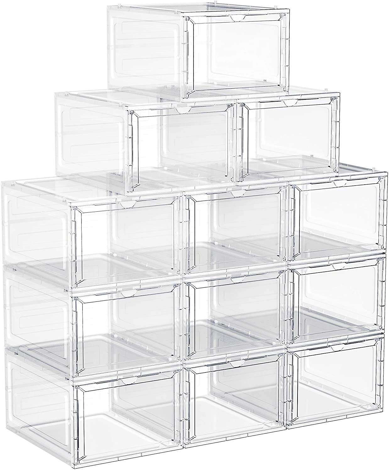 Set of 12 Black Shoe Boxes with Doors - HWLEXTRA