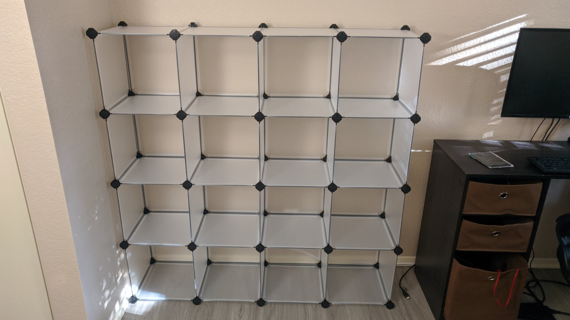 Cube Storage Organizer, 16-Cube Book Shelf, DIY Plastic Closet Cabinet - HWLEXTRA 