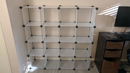 Cube Storage Organizer, 16-Cube Book Shelf, DIY Plastic Closet Cabinet - HWLEXTRA 