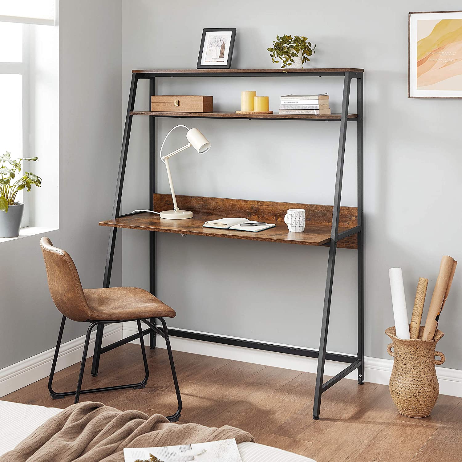 Computer Desk With Storage Shelves - HWLEXTRA