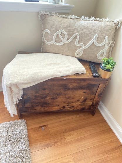 Storage Chest Sturdy Entryway Storage Bench, Wood Look Accent Furniture, Easy Assembly Oak White - HWLEXTRA 