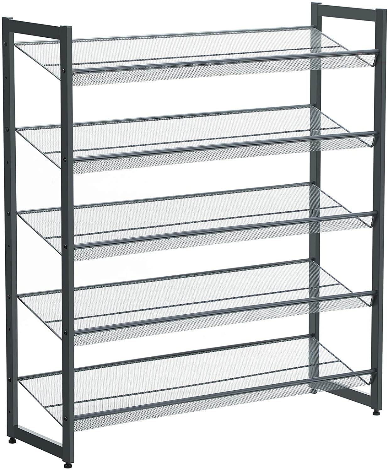 Shoe Rack, 5-Tier Stackable Shoe Storage Shelf, Metal Mesh - HWLEXTRA 