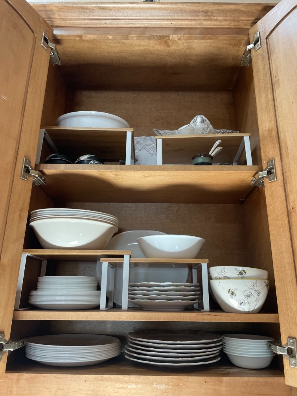 Cabinet Shelf Organizers, Set of 4 Kitchen Counter Shelves, Stackable, Expandable Spice Racks - HWLEXTRA 
