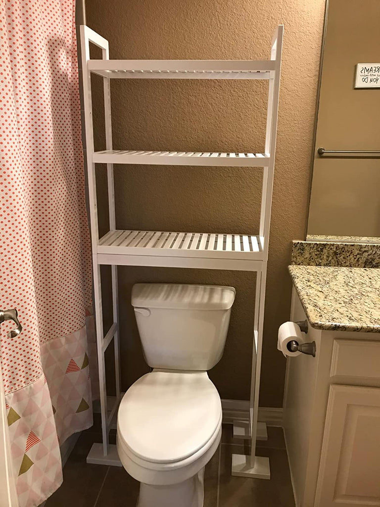 Bamboo Bathroom Shelves Over Toilet-3 Tier Bathroom Wall Shelf-Adjustable  Wall Bathroom Organizer Bathroom Towel Shelf Shelving Units and Storage for