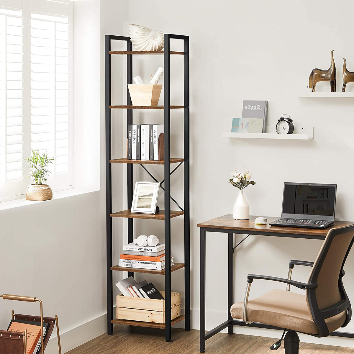 6-Tier Bookshelf, Bookcase, Storage Shelving Unit with 6 Shelves - HWLEXTRA 