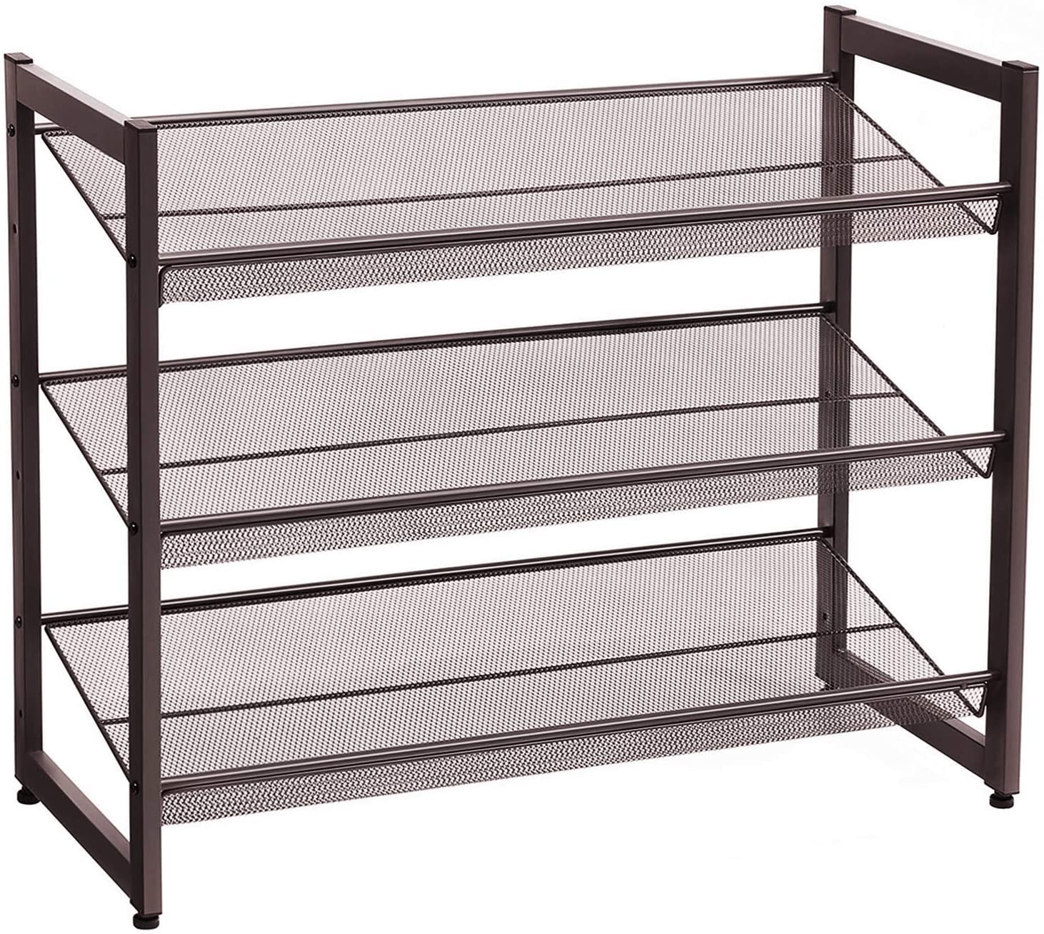 Bronze Metal Shoe Rack with Adjustable Shelves - HWLEXTRA