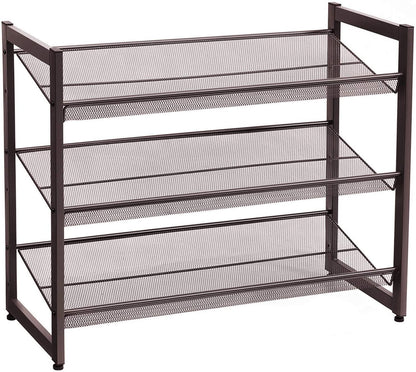 Bronze Metal Shoe Rack with Adjustable Shelves - HWLEXTRA