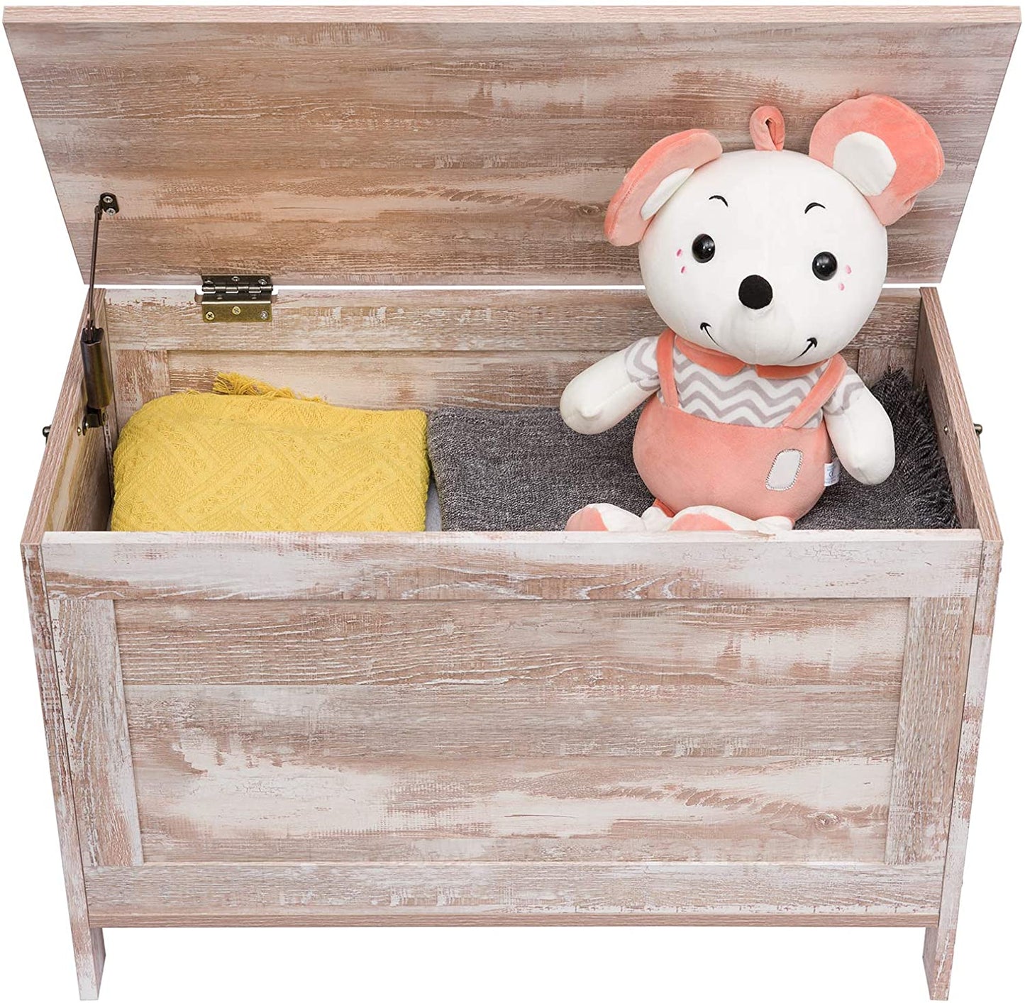 Storage Chest Sturdy Entryway Storage Bench, Wood Look Accent Furniture, Easy Assembly Oak White - HWLEXTRA 