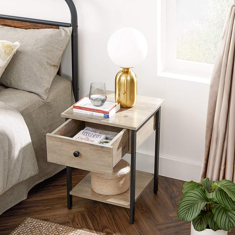 Side Table with Drawer and Shelf - HWLEXTRA