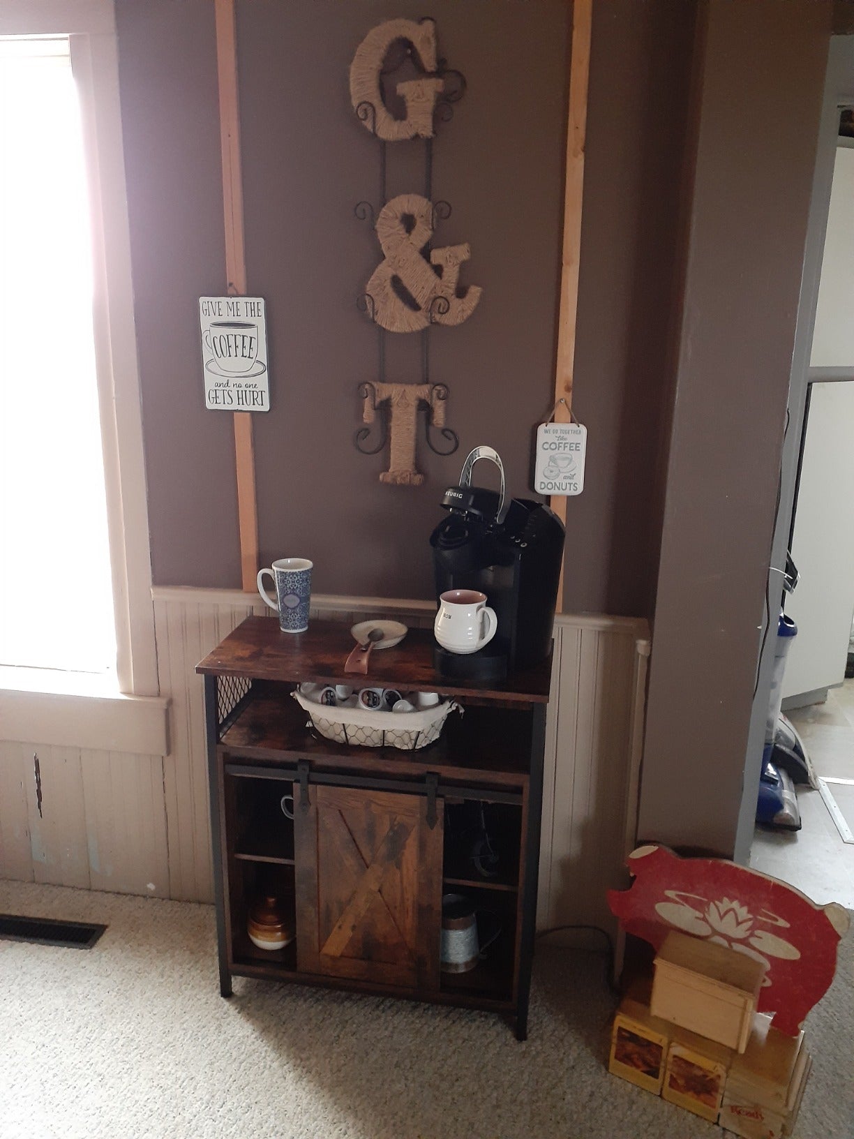 Storage Sideboard with Barn Door Rustic Brown Black - HWLEXTRA
