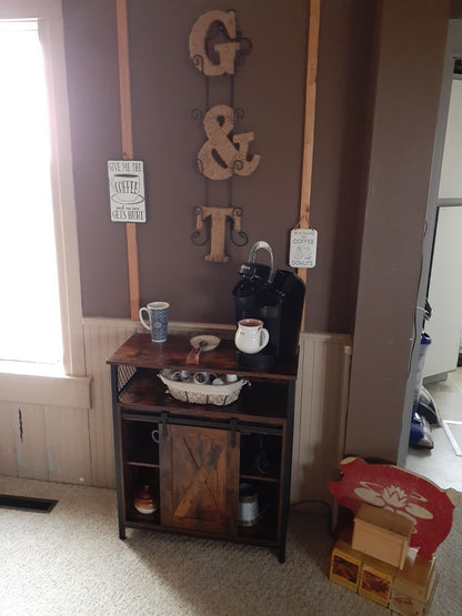 Storage Sideboard with Barn Door Rustic Brown Black - HWLEXTRA