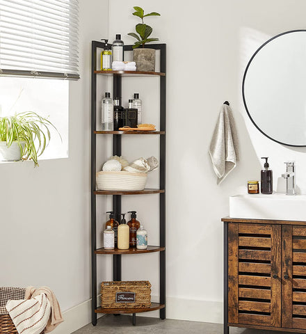 Corner Shelf, 5 Tier Corner Bookshelf, Tall Corner Storage Shelves