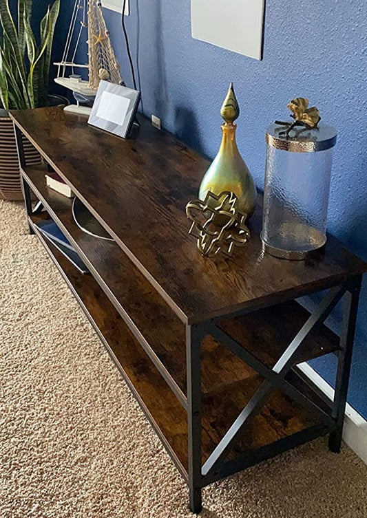 TV Stand, TV Table for up to 65-Inch TVs, Media TV Console with Shelves - HWLEXTRA 