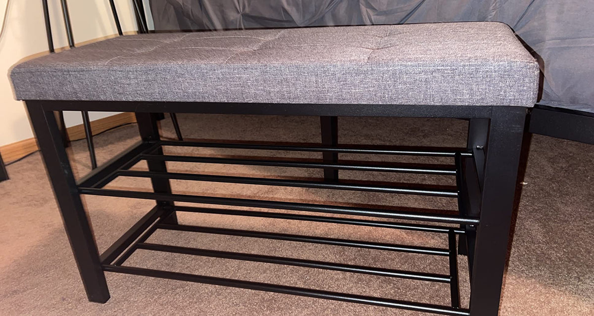 Shoe Bench, 3-Tier Shoe Rack for Entryway, Storage Organizer with Foam Padded Seat - HWLEXTRA 