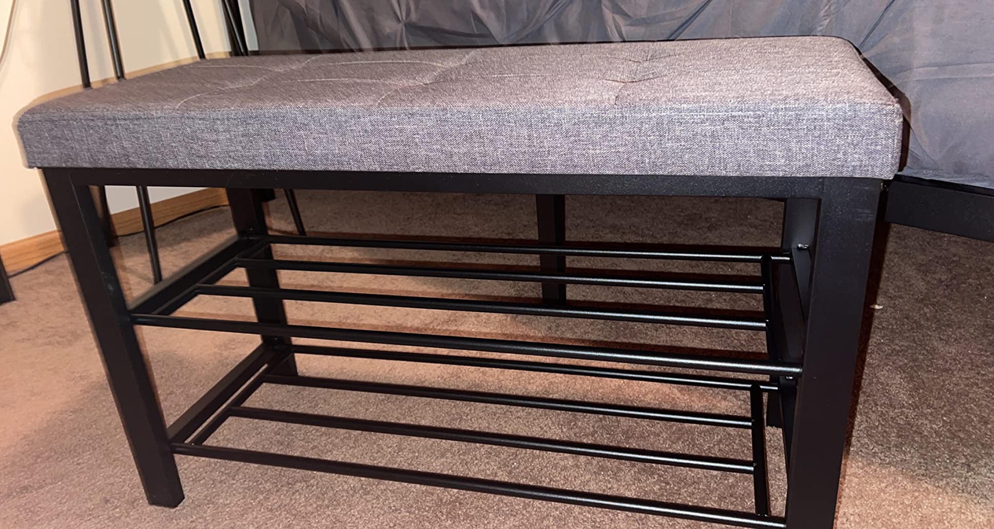 Shoe Bench, 3-Tier Shoe Rack for Entryway, Storage Organizer with Foam Padded Seat - HWLEXTRA 