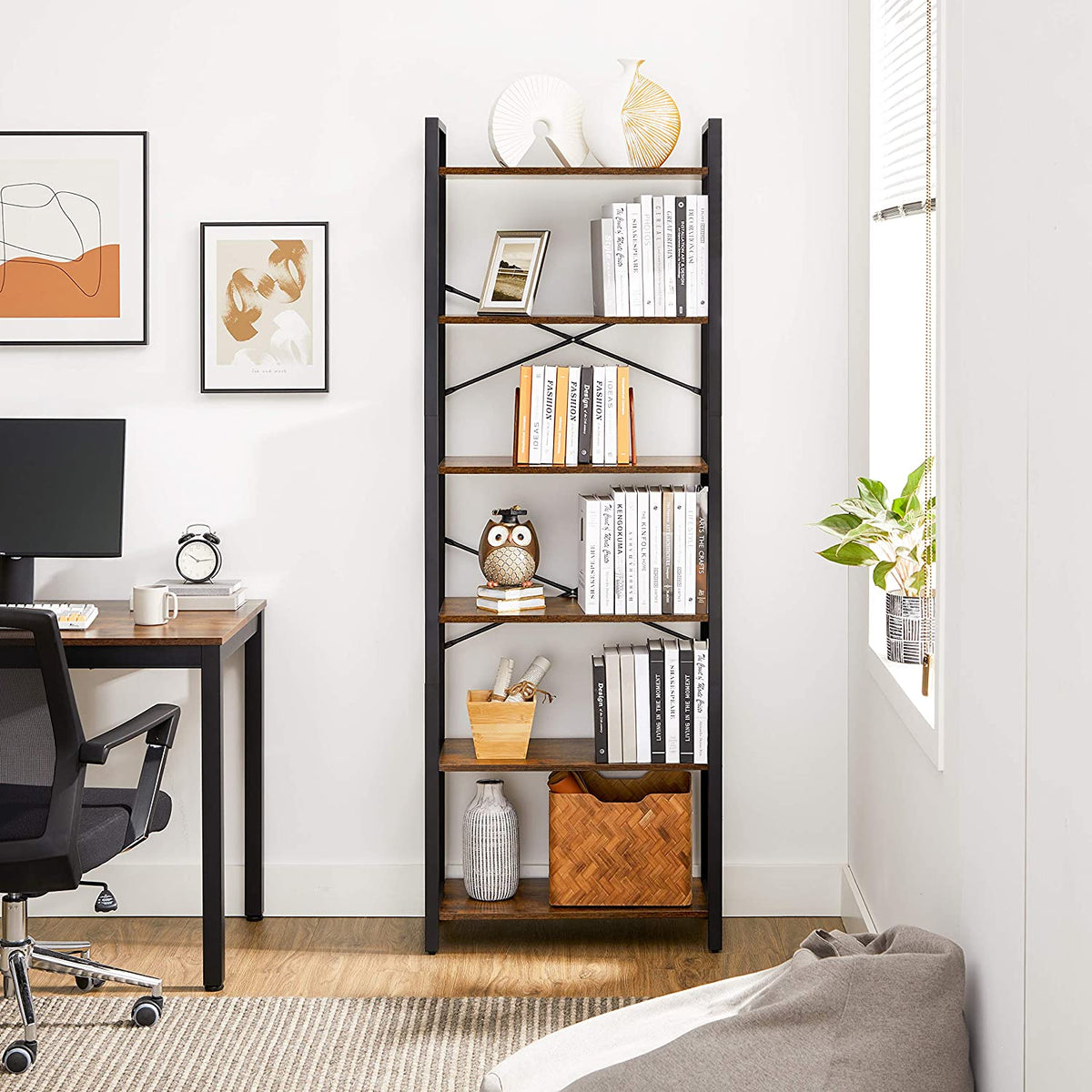 6-Tier Bookshelf & Storage Rack - HWLEXTRA