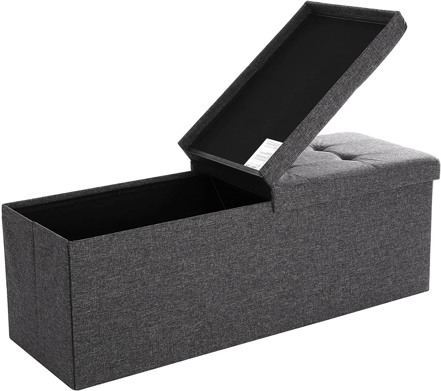 43.3 Inches Storage Ottoman Bench, Folding Storage Chest, Footstool with Flip-up Lid - HWLEXTRA 