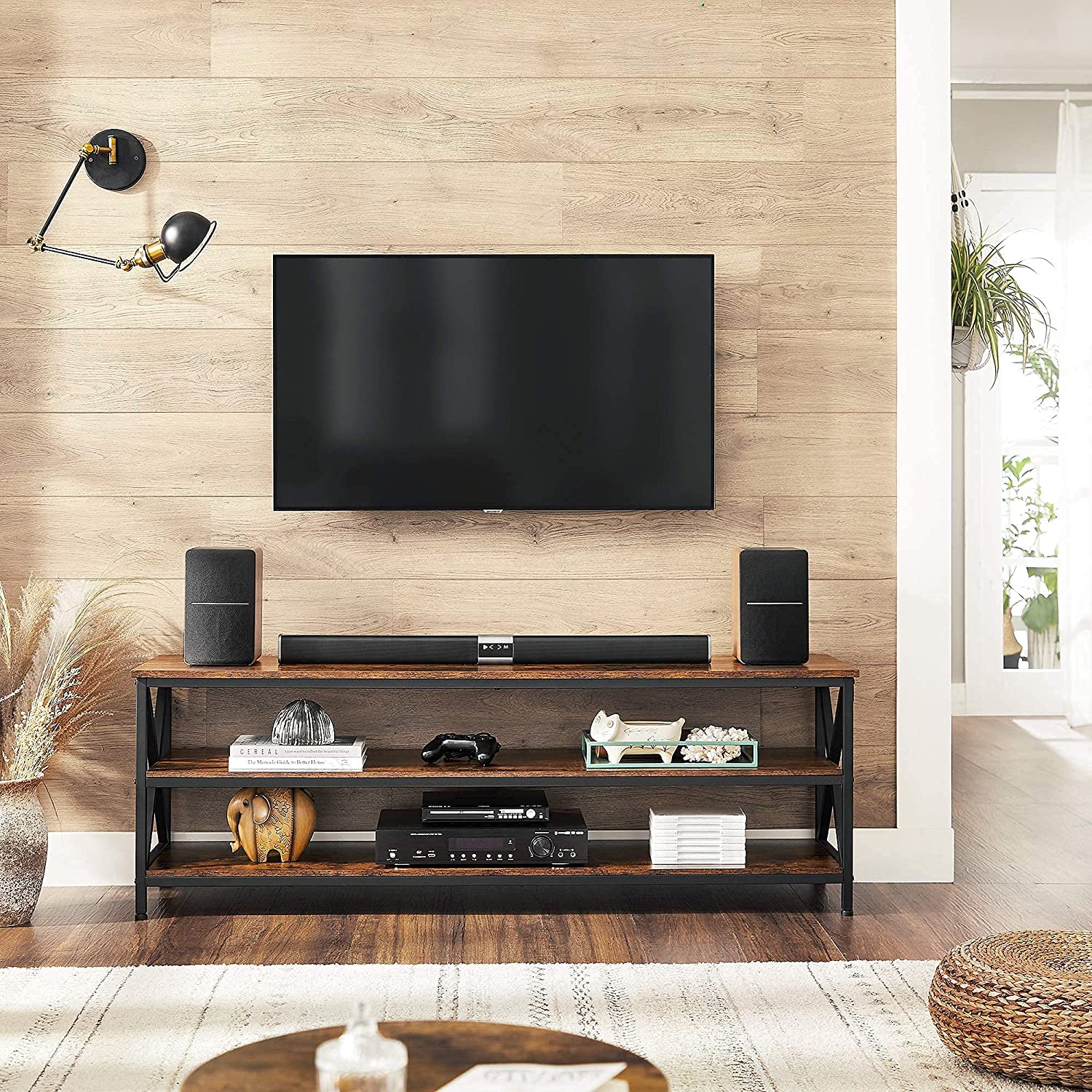 TV Stand, TV Table for up to 65-Inch TVs, Media TV Console with Shelves - HWLEXTRA 