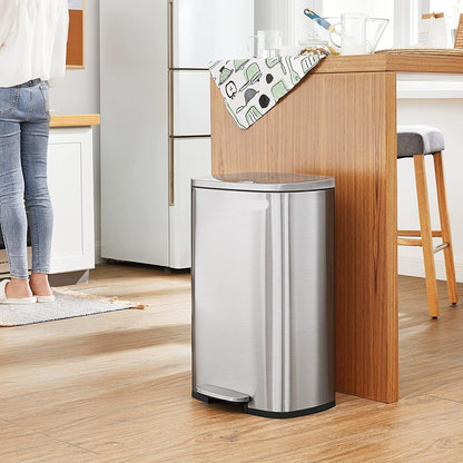 Kitchen Trash Garbage Can, Pedal Stainless Steel Rubbish Bin 13.2 Gal (50L) with Plastic Inner Bucket - HWLEXTRA 