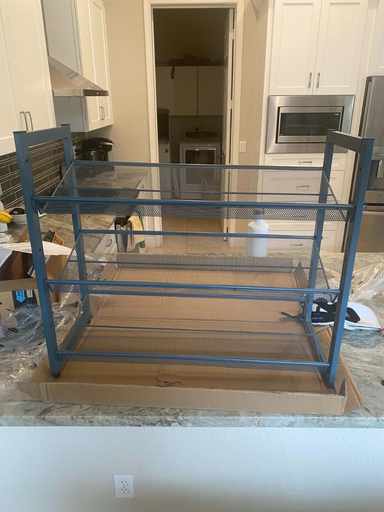 Bronze Metal Shoe Rack with Adjustable Shelves - HWLEXTRA