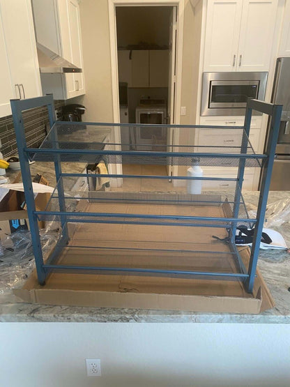 Bronze Metal Shoe Rack with Adjustable Shelves - HWLEXTRA