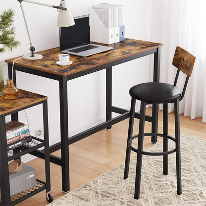 Bar Stools, Set of 2 PU Upholstered Breakfast Stools, 15.4 x 15.4 x 39.4 Inches