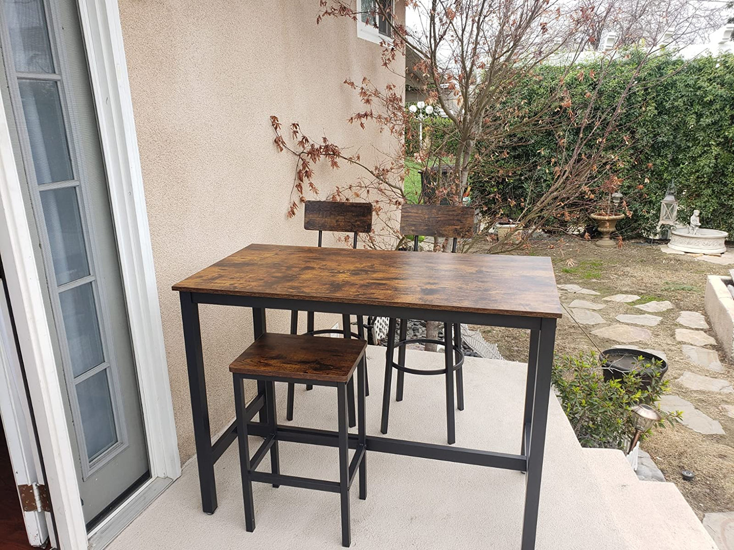 Bar Stools, Set of 2 PU Upholstered Breakfast Stools, 15.4 x 15.4 x 39.4 Inches