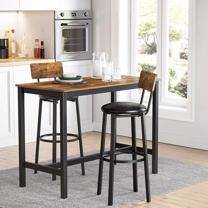 Bar Stools, Set of 2 PU Upholstered Breakfast Stools, 15.4 x 15.4 x 39.4 Inches