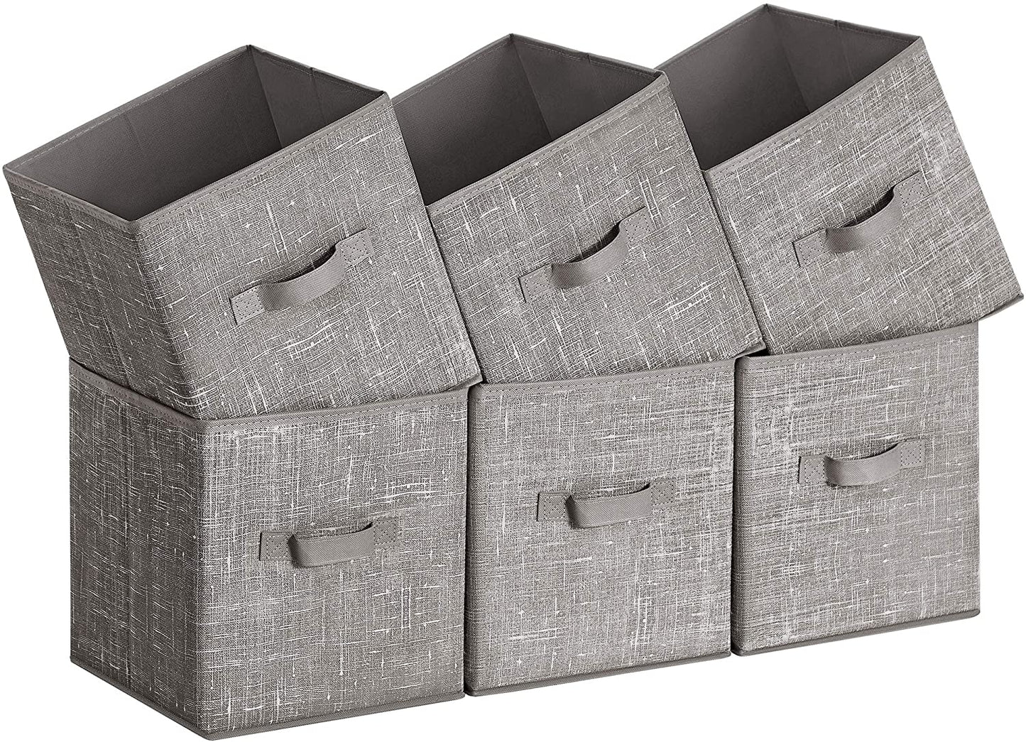 Storage Boxes, Set of 6, Non-Woven Fabric Foldable Storage Cubes, Toy Clothes Organizer Bins, Taupe - HWLEXTRA 