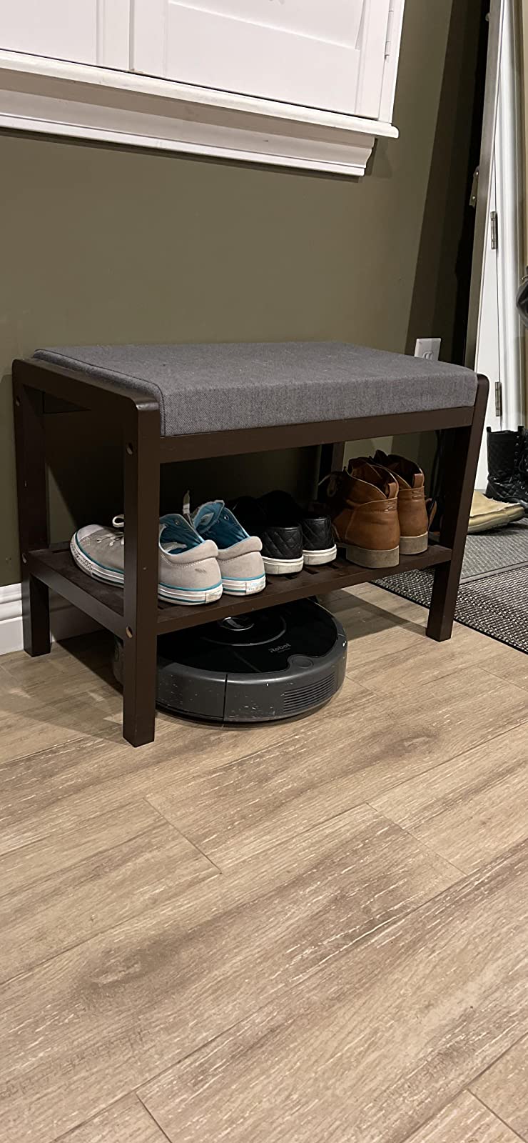 White Shoe Rack Bench with Padded Top - HWLEXTRA