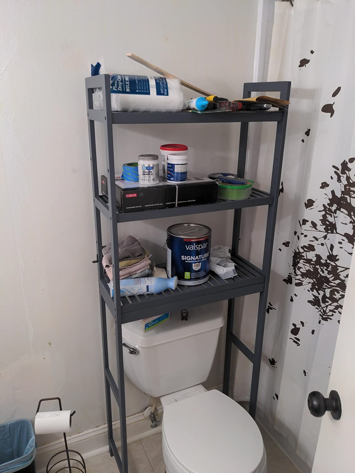 Over-the-Toilet Storage, 3-Tier Bamboo Bathroom Organizer with Adjustable Shelves, Multifunctional Toilet Rack - HWLEXTRA 