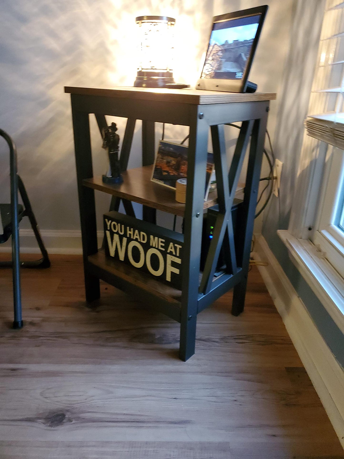 Versatile Nightstands X-Design Side End Table Night Stand Storage Shelf with Bin Drawer
