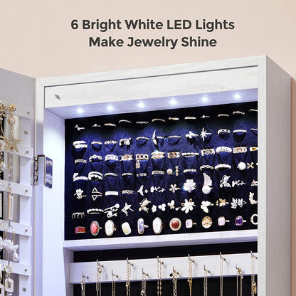 47.2" H Full Screen Mirror Jewelry Cabinet - HWLEXTRA 