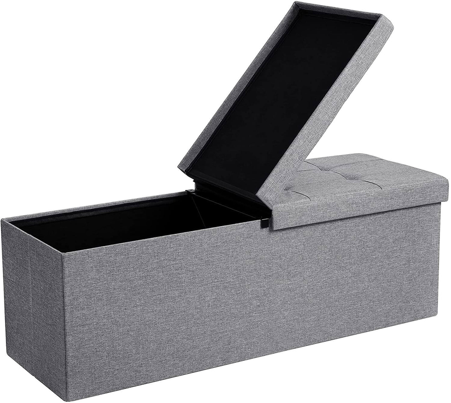 43.3 Inches Storage Ottoman Bench, Folding Storage Chest, Footstool with Flip-up Lid - HWLEXTRA 