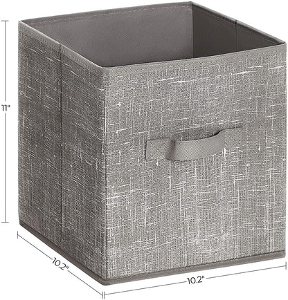 Storage Boxes, Set of 6, Non-Woven Fabric Foldable Storage Cubes, Toy Clothes Organizer Bins, Taupe - HWLEXTRA 