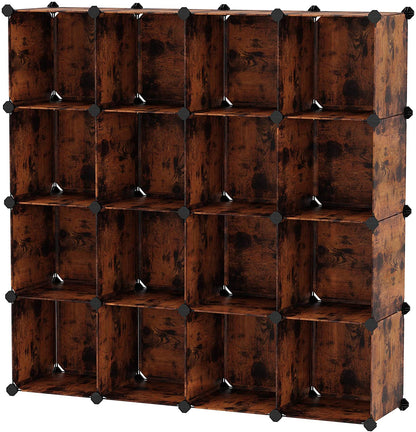 Cube Storage Organizer, 16-Cube Book Shelf, DIY Plastic Closet Cabinet - HWLEXTRA 