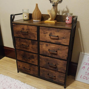 Drawer Dresser, Closet Storage Dresser, Chest of Drawers, 8 Fabric Drawers and Metal Frame