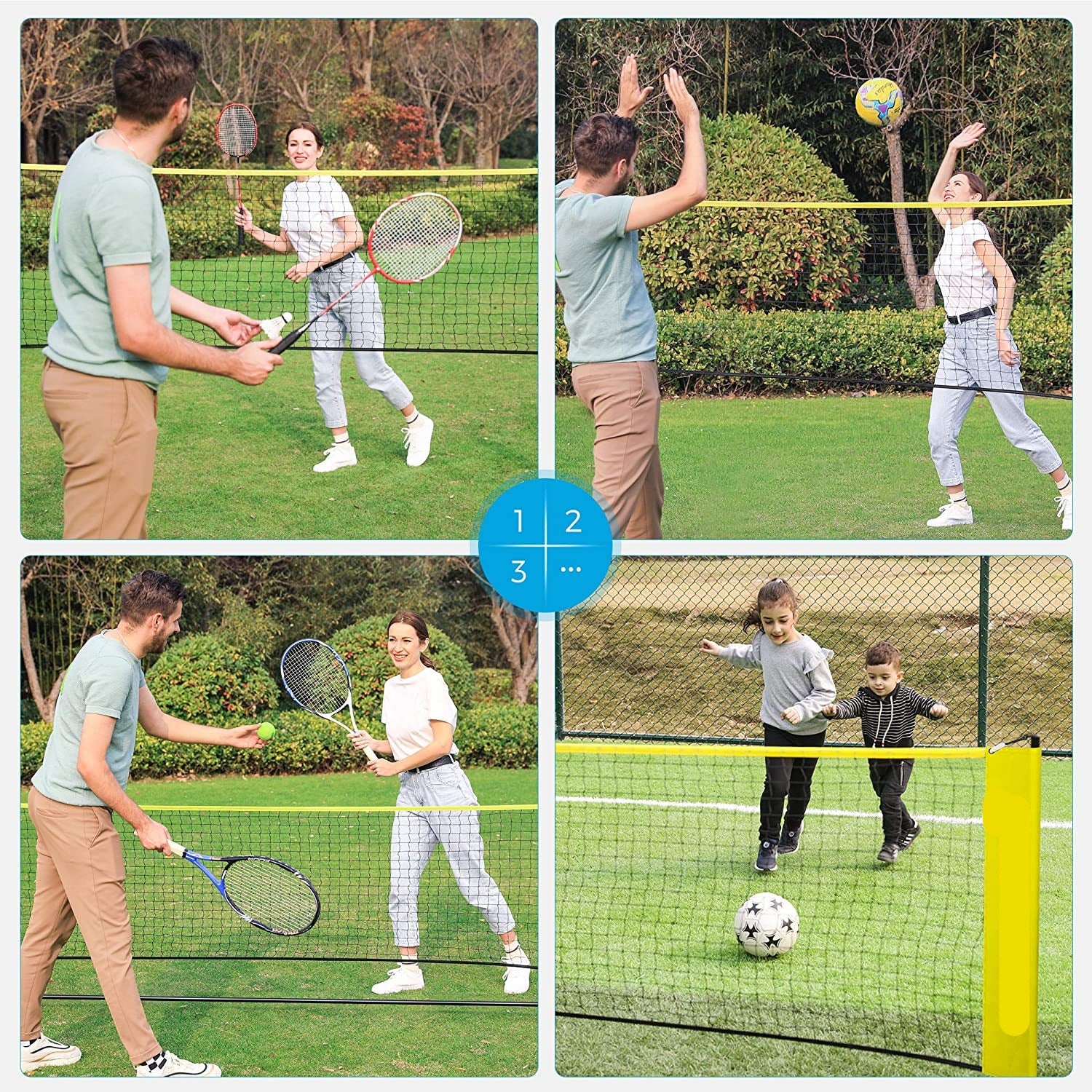 Badminton Net Set, Portable Sports Set for Badminton, Tennis, Kids Volleyball, Pickleball - HWLEXTRA 