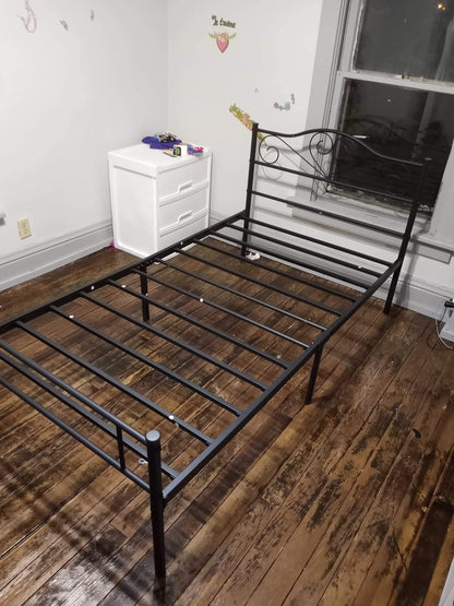 Metal Platform Mattress Foundation, Decorative Headboard & Footboard