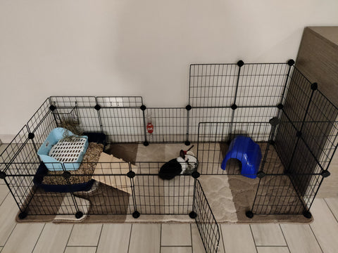 Pet Playpen Includes Zip Ties, Upgrade Customizable Animal Fence with Door, Metal Wire Pen Fence for Small Animals