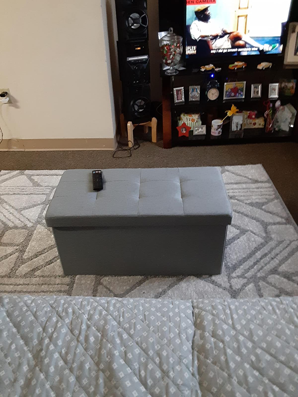 Storage Ottoman Bench, Chest with Lid, Foldable Seat - HWLEXTRA 