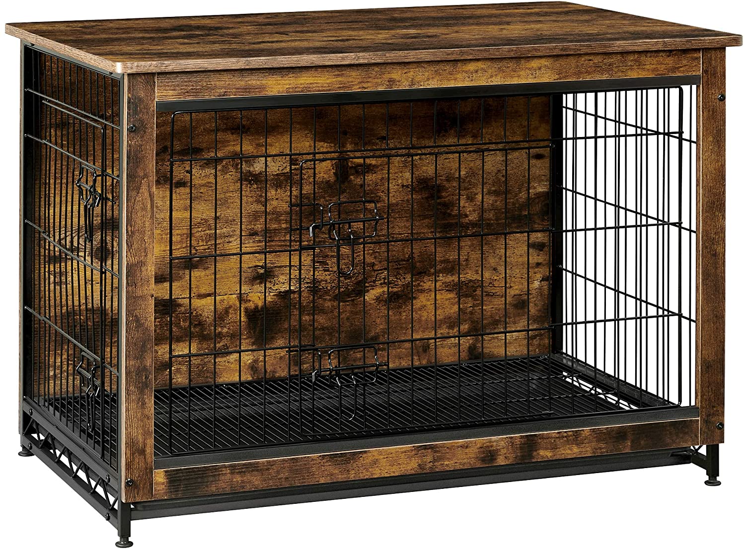 Wooden Dog Crate, Indoor Pet Crate End Table, Dog Furniture with Removable Tray